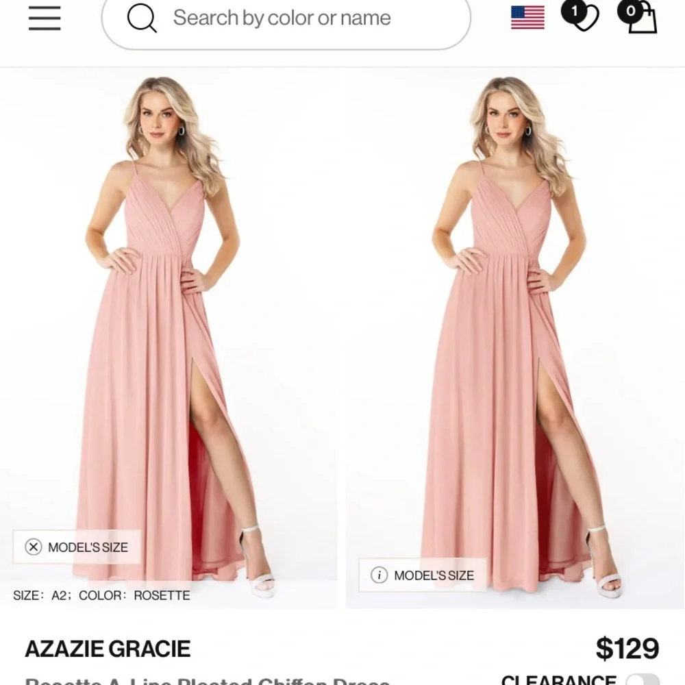 Azazie Rosette Pleated Maxi Dress bridesmaid - Picture 1 of 6